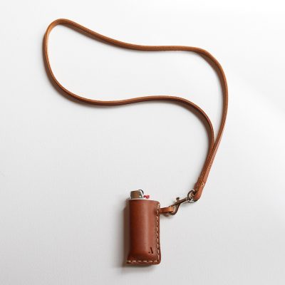 Acorn Leather Lighter Cover On Lanyard - tan - Shopfox
