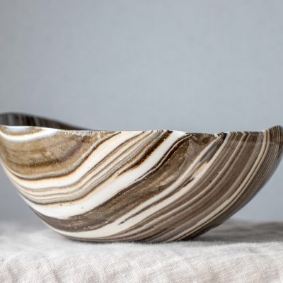 John Bauer Art Lace as pure as Snow handmade ceramic bowl - front view - Shopfox