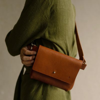 Acorn Leather - Crossbody Bag Main - Tan - Shopfox
