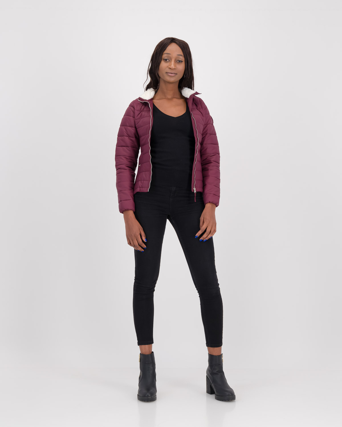 ladies burgundy padded jacket