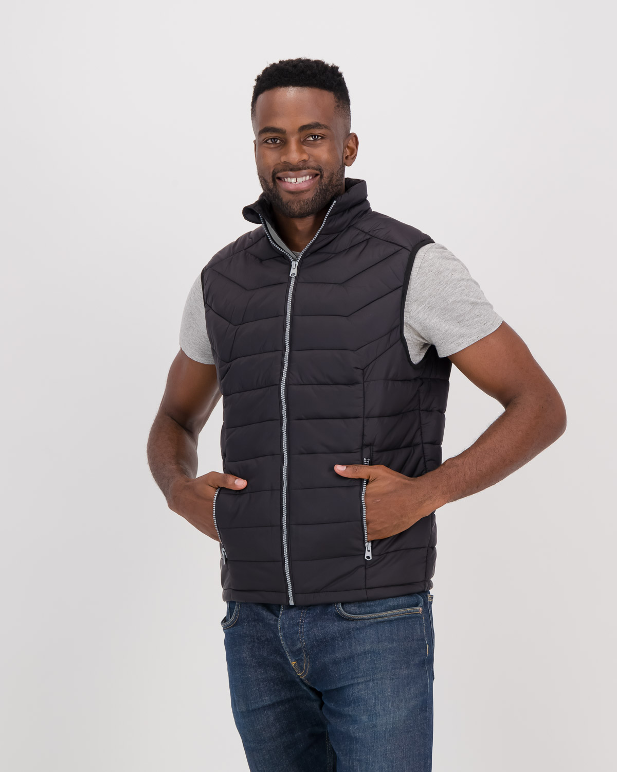 charcoal puffer vest