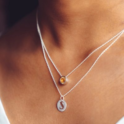 Maiden Stone - Initial Necklace - Silver - Shopfox