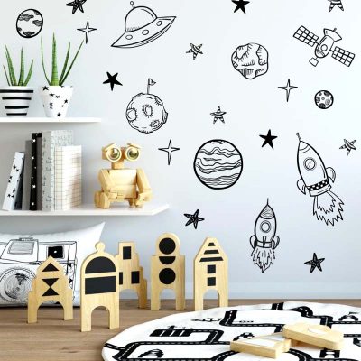 Stickit Designs - Black and White Space Wall Stickers - Shopfox