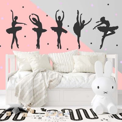 Stickit Designs - Ballerina And Small Dots Wall Stickers - Shopfox